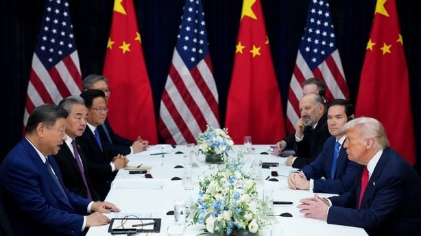 Donald Trump and Xi Jinping sit down with their teams for a meeting