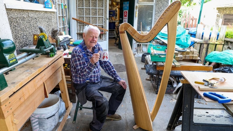 A retired wood and metalwork teacher Noel Anderson only took up the niche craft seven years ago, making his first harp aged 82
