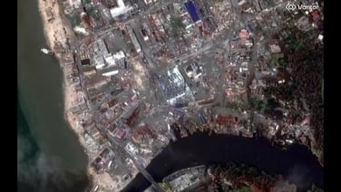 Satellite images of Jamaica before and after Hurricane Melissa