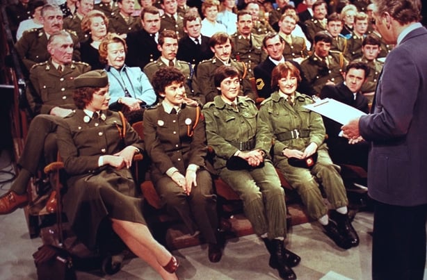 Members of the Irish Armed Forces in the audience of 'The Late Late Show' with Gay Byrne