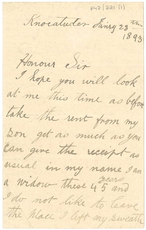 Part of letter by Mary Connors
