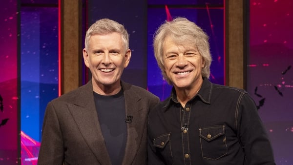 Jon Bon Jovi with Patrick Kielty on the set of The Late Late Show
