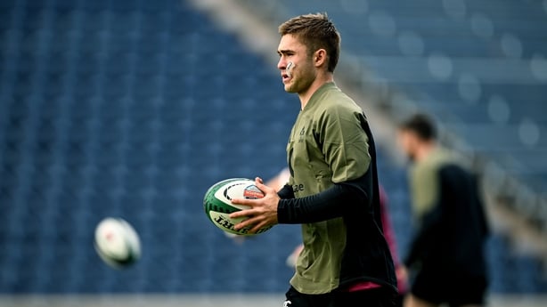 28 October 2025; Jack Crowley during Ireland Rugby squad training at SeatGeek Stadium in Chicago, USA. Photo by Ramsey Cardy/Sportsfile