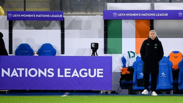 28 October 2025; Republic of Ireland head coach Carla Ward before the UEFA Women's Nations League A/B promotion/relegation play-off second leg match between Belgium and Republic of Ireland at The King Power At Den Dreef Stadium in Leuven, Belgium. Photo by Stephen McCarthy/Sportsfile