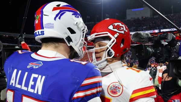 Josh Allen, left, and Patrick Mahomes