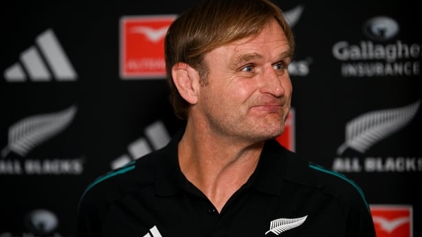 Chicago , United States - 30 October 2025; Head coach Scott Robertson during a New Zealand media conference at Waldorf Astoria Hotel in Chicago, USA. (Photo By Ramsey Cardy/Sportsfile via Getty Images)