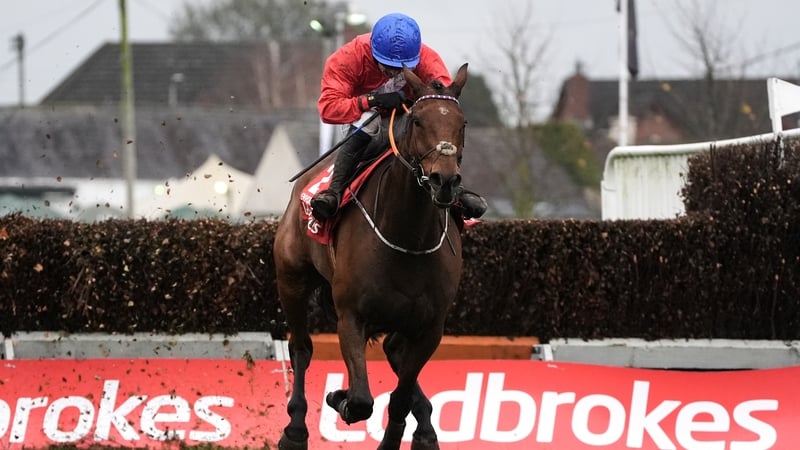 Envoi Allen ridden by Darragh O'Keeffe clears the last before going on to win last year's Champion Chase at Down Royal