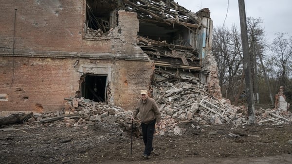 A view of the aftermath of the Russian air strike on a residential neighborhood in the city of Sloviansk, Ukraine