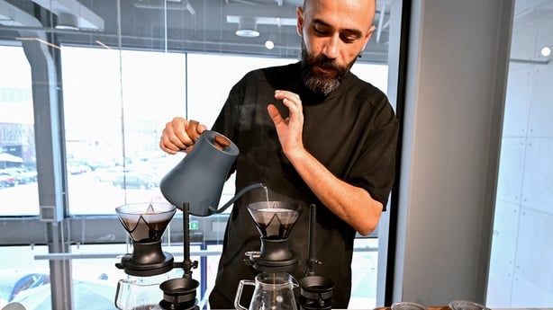 Barista Serkan Sagsoz, co-founder of Julith Coffee, 
