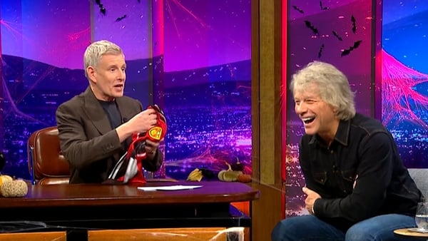 Patrick Kielty and Jon Bon Jovi share a laugh on Friday's Late Late Show