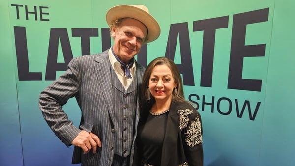 Irish country star Sandy Kelly pictured with John C Reilly a the late late show country special in october 2025