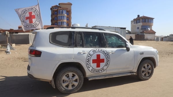 A red cross vehicle in gaza