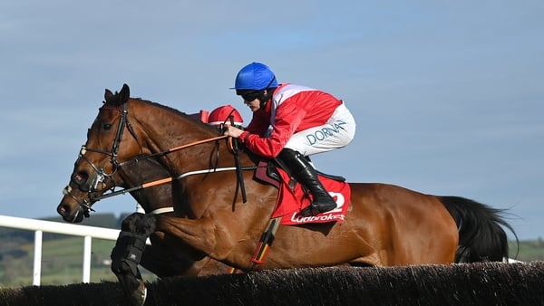 26 April 2023; Envoi Allen, with Rachael Blackmore up, jumps the sixth during the Ladbrokes Punchestown Gold Cup on day two of the Punchestown Festival at Punchestown Racecourse in Kildare. Photo by Seb Daly/Sportsfile