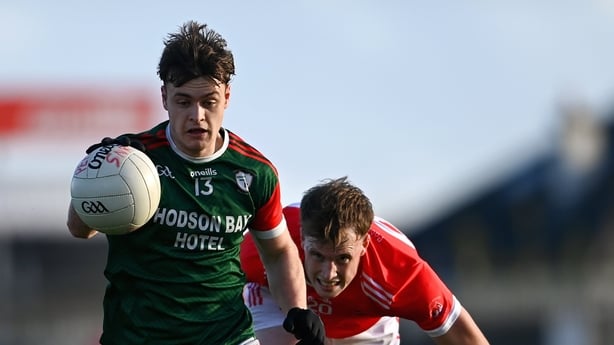 Ben O'Carroll of St Brigid's in action against Conor Harley of Pádraig Pearses - 2025 Roscommon SFC final replay