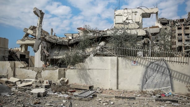 A view of the damaged house of former Palestinian President Yasser Arafat