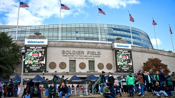 1 November 2025; A general view before the Gallagher Cup match between Ireland and New Zealand at Soldier Field in Chicago, USA. Photo by Ramsey Cardy/Sportsfile