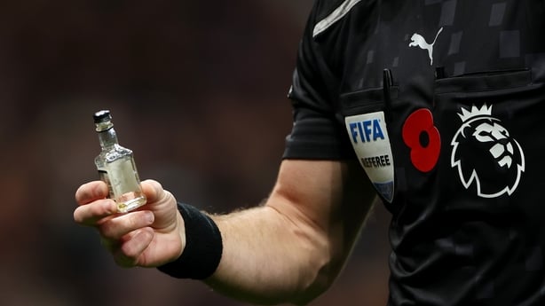 A bottle was thrown on the pitch during Chelsea's win over Tottenham