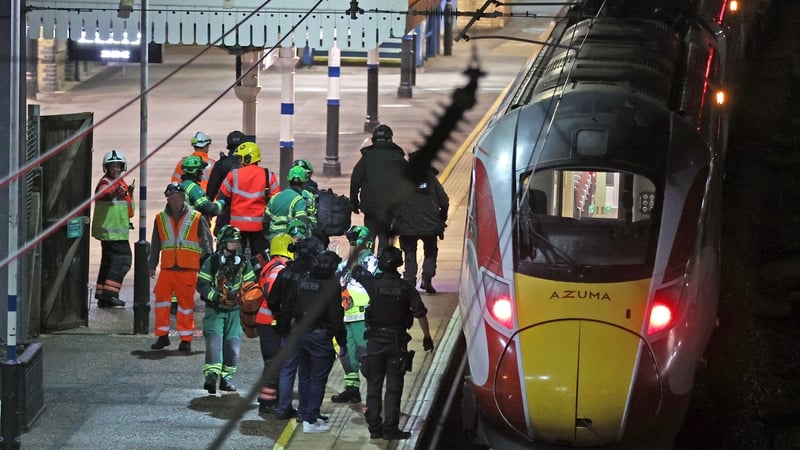 The scene at Huntingdon station, in Cambridgeshire on Saturday