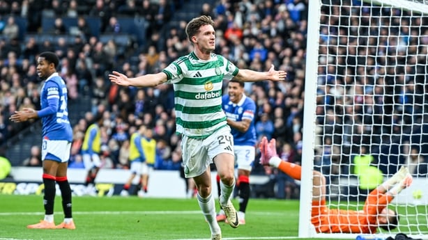 Celtic's Johnny Kenny celebrates as he scores to make it 1-0 during a Premier Sports Cup Semi-Final match between Celtic and Rangers at Hampden Park, on November 02, 2025, in Glasgow, Scotland.