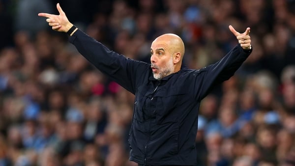 MANCHESTER, ENGLAND - NOVEMBER 02: Manchester City manager Josep Guardiola gestures during the Premier League match between Manchester City and Bournemouth at Etihad Stadium on November 02, 2025 in Manchester, England. (Photo by Chris Brunskill/Fantasista