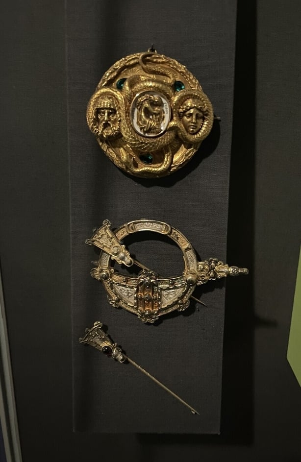 historical brooches on display at the National Museum of Ireland - Decorative Arts & History, Collins Barracks