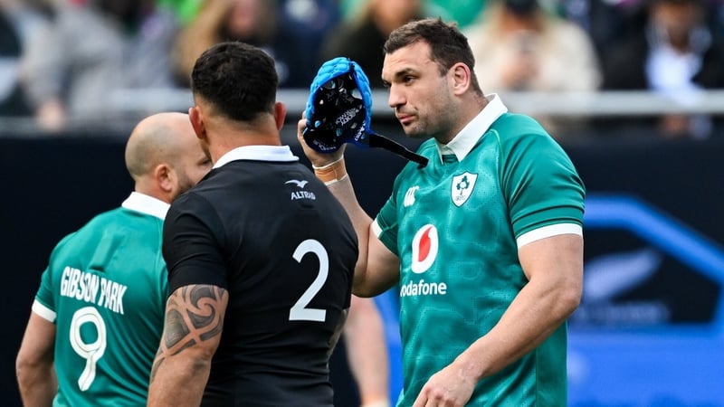 Tadhg Beirne departs after getting a yellow card