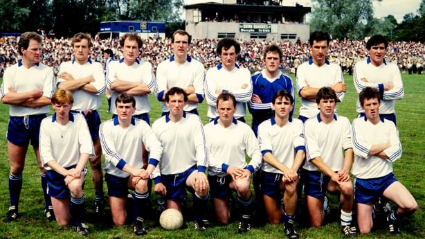 21 July 1985; Monaghan team, back, from left, Hugo Clerkin, Fergus Caulfield, Eamonn McEnaney, Eamonn Murphy, Brendan Brady, Paddy Linden, David Byrne and Gerry McCarville, with, front, from left, Declan Flanagan, Ray McCarron, Eugene Sherry, Eugene Hughes, Brendan Murray, Ciaran Murray and Michael 