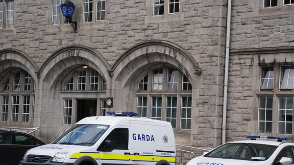 Garda vehicles parked outside Pearse Street station in Dublin's city centre