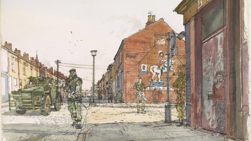 King Billy and the Brits by Ken Howard (1978). Watercolour and ink on paper 38 x 55 cm. © IWM ART MW