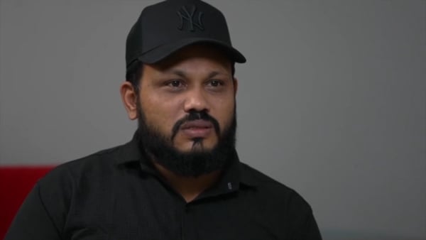 Viswashkumar Ramesh is pictured during a television interview