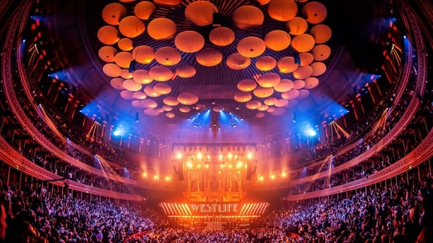 Westlife during their performance with the Royal Philharmonic Concert Orchestra at Royal Albert Hall on 28 October, 2025 in London