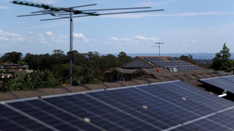 Solar panels seen on the roof of a Sydney suburban home