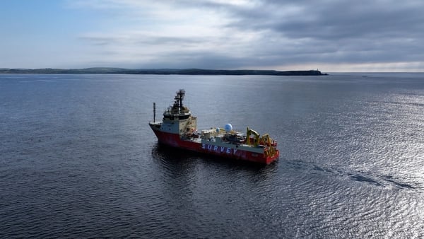 Picture of a cable laying boat in the open sea