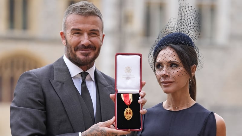 The Spice Girl and fashion designer joined her husband at Windsor Castle to watch his investiture with Britain's King Charles III Photos: Andrew Matthews/PA Wire