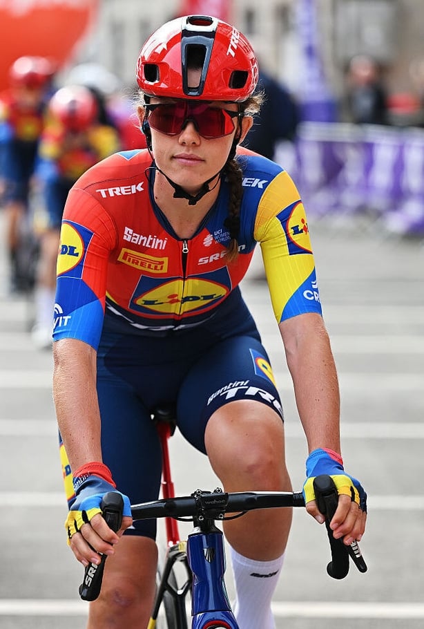 NAMUR, BELGIUM - SEPTEMBER 17: Marine Lenehan of Ireland and Team Lidl - Trek prior to the 4th Grand Prix de Wallonie Feminin 2025 a 128.8km one day race from Soiron to Namur / #UCIWWT / on September 17, 2025 in Namur, Belgium. (Photo by Luc Claessen/Getty Images)