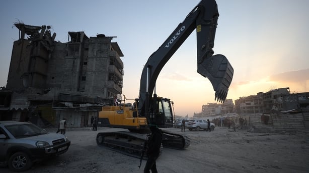 Hamas continues preparations for the hand over the remains of another Israeli hostage amidst the collapsed buildings in Gaza City, Gaza 