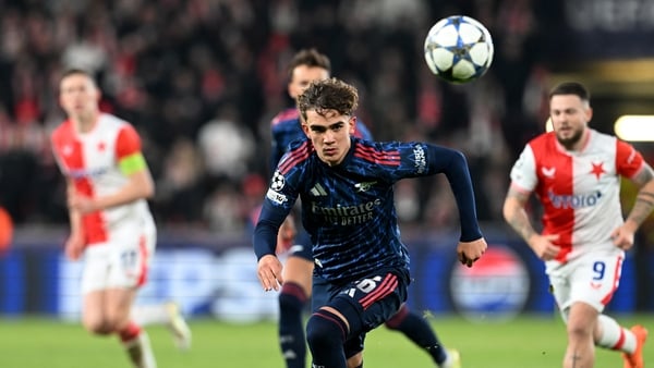 Max Dowman of Arsenal runs after the ball during the UEFA Champions League 2025/26 League Phase MD4 match between SK Slavia Praha and Arsenal FC at Eden Arena on November 04, 2025 in Prague, Czech Republic.