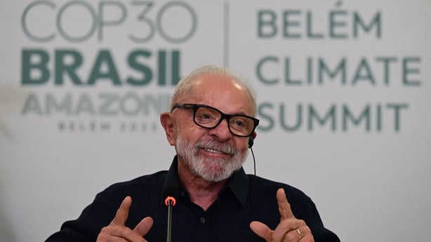 Brazil's President Luiz Inacio Lula da Silva speaks with foreign media ahead of COP30
