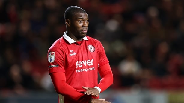 Sinclair Armstrong of Bristol reacts after Balazs Toth of Blackburn went down with an injury late in the game during the Sky Bet Championship match between Bristol City and Blackburn Rovers at Ashton Gate on November 04, 2025 in Bristol, England.