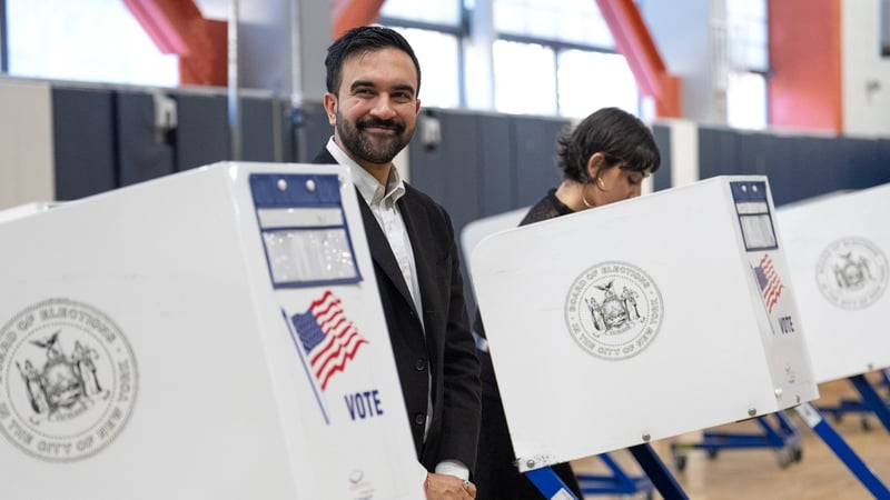 Zohran Mamdani cast his vote in Frank Sinatra School of the Arts High School in New York