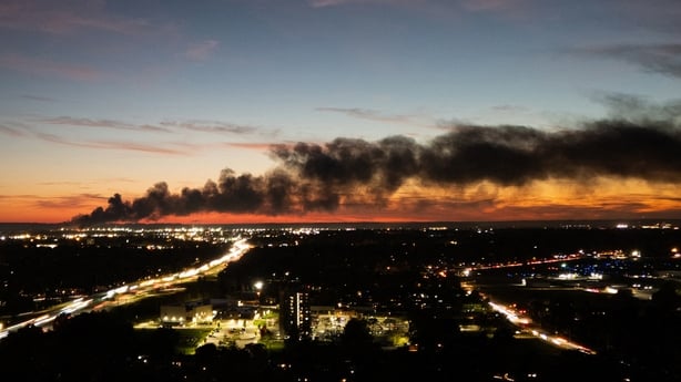 Smoke in the sky following a cargo plane crash