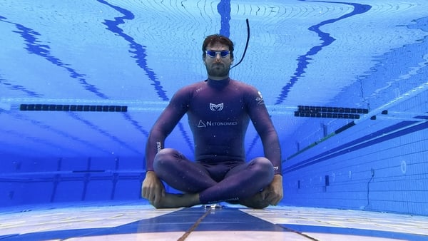 Croatian free diver Vitomir Maricic relaxes under water