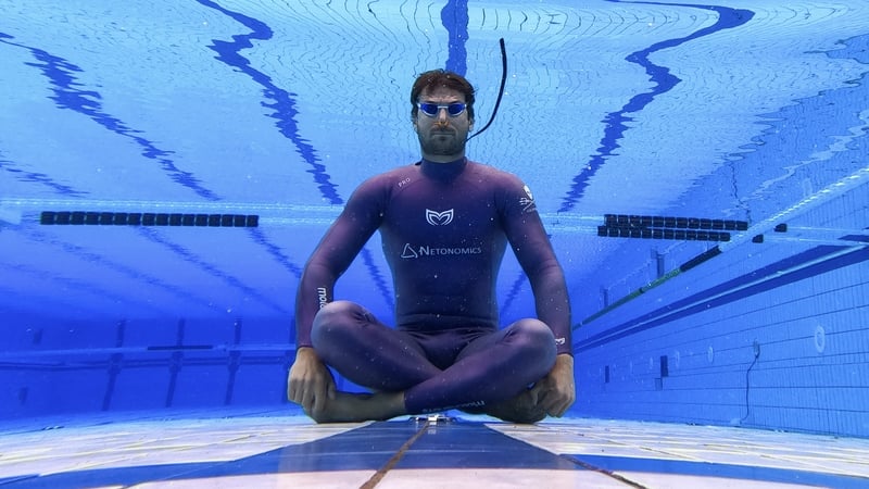Vitomir Maricic, who broke the record in June, relaxes under water at a pool in Croatia