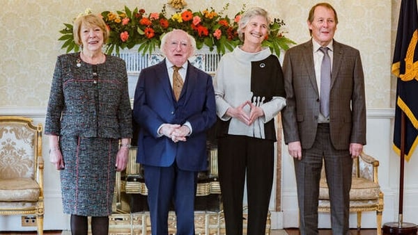 Michael D Higgins Catherine Connolly with their spouses in Áras an Uachtaráin