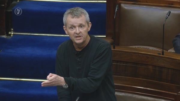 Richard Boyd Barret gesture as he speaks in the Dáil chamber