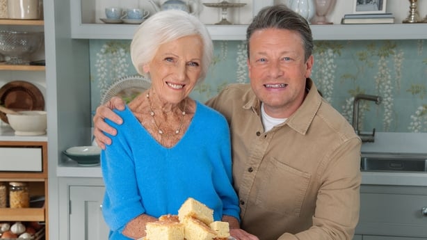 Mary Berry and Jamie Oliver pose for a photo