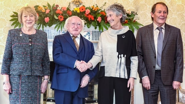 President Higgins meets incoming president Catherine Connolly