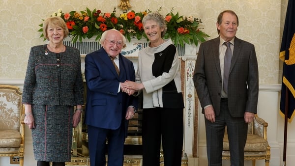 President Higgins meets incoming president Catherine Connolly at Áras an Uachtaráin