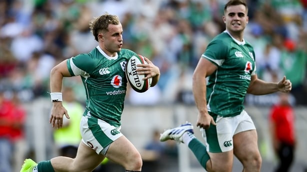 12 July 2025; Craig Casey, left, and Alex Kendellen of Ireland during the International Rugby Test match between Portugal and Ireland at Estádio Nacional do Jamor in Lisbon, Portugal. Photo by David Fitzgerald/Sportsfile