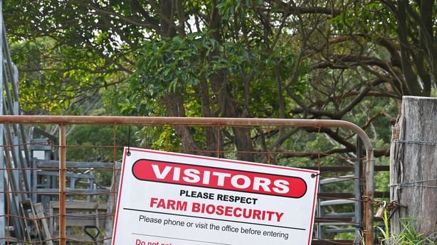 Bio-security sign on a farm gate